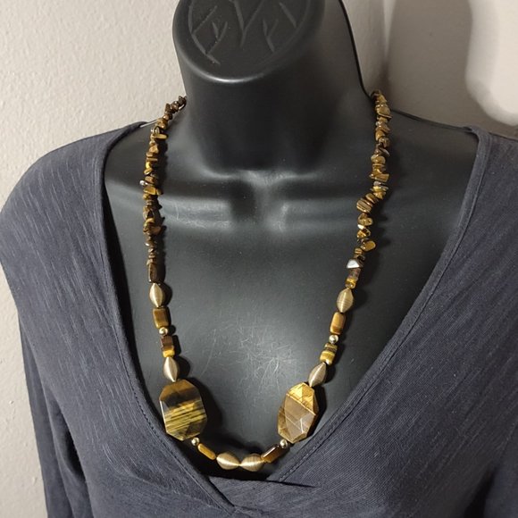 26 Inch Brown Stone Bead Necklace - Picture 1 of 12